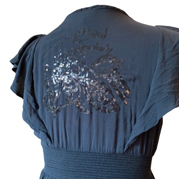 DESIGUAL - Black with pink green Floral prints + sequins - maxi dress size 42 - Picture 8 of 11